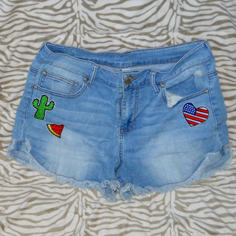 CP Jean Shorts with Cactus Watermelon and American Flag Heart Size 11